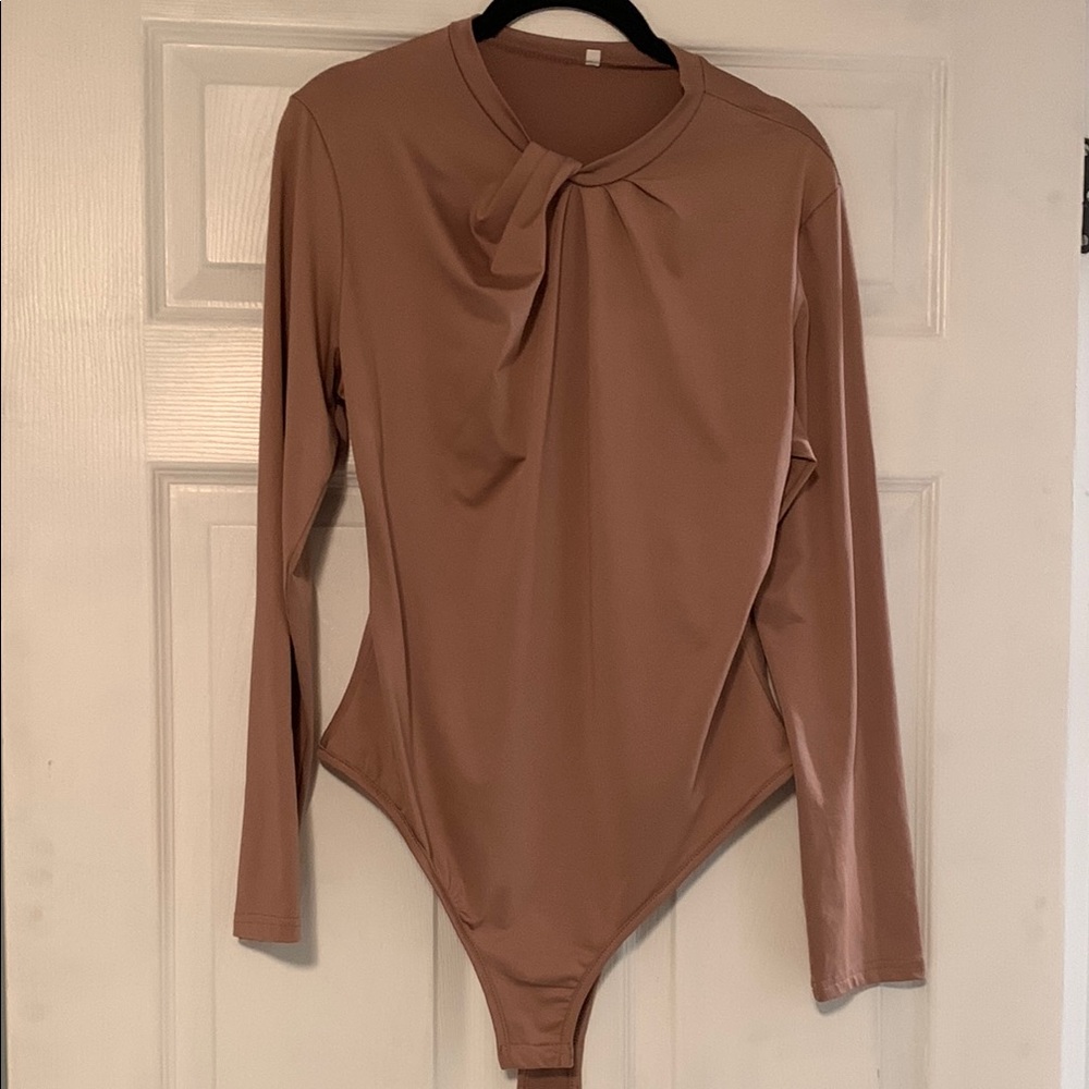 Elegant Tan Long Sleeve Bodysuit